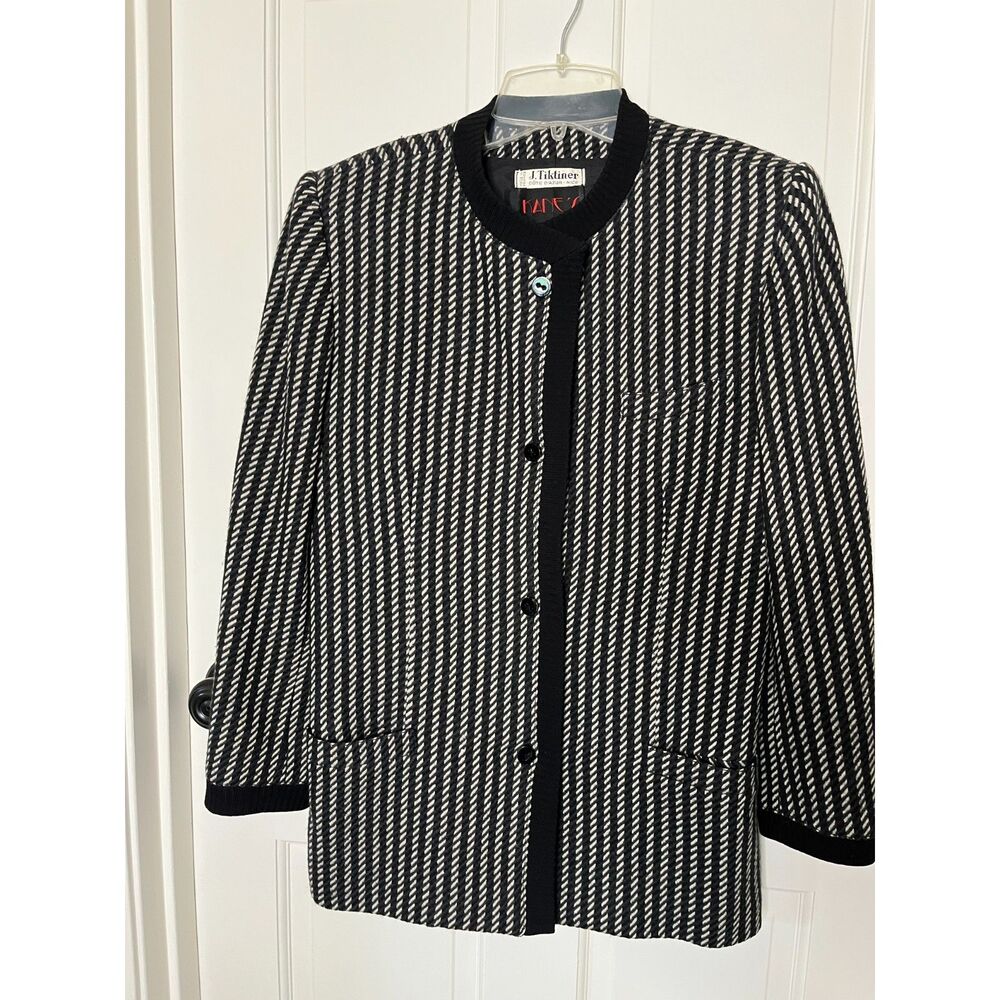 Vintage J. Tiktiner Côte d’Azur Knit Jacket Kane’s Chicago Black Shoulder Pads